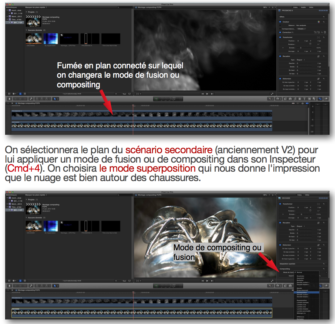 Créer des effets de compositing en mélangeant les images avec les modes de fusion