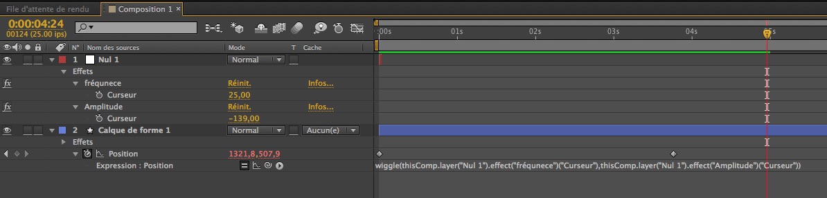 Les 2 paramètres du wiggle sont liés sur 2 paramètres glissière.