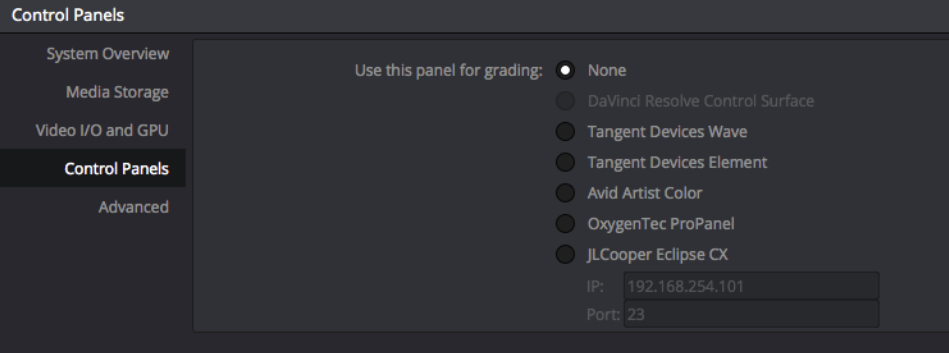 L'onglet Control Panels