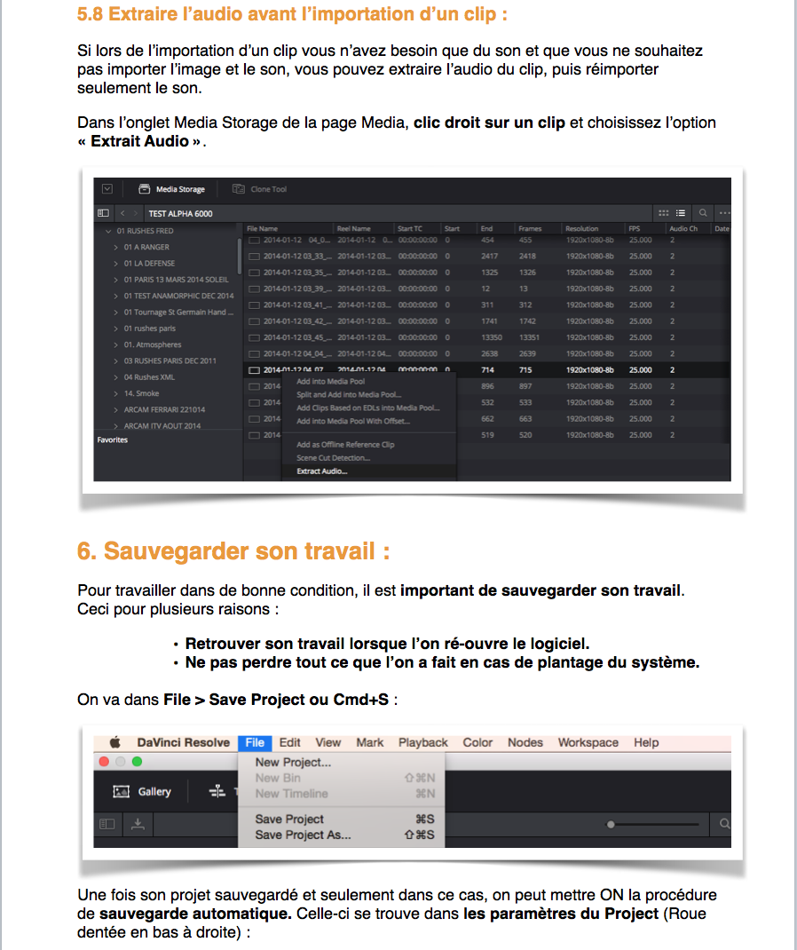 PDF de formation DaVinci Resolve 12.5 : Le montage et l'étalonnage sous un seul logiciel