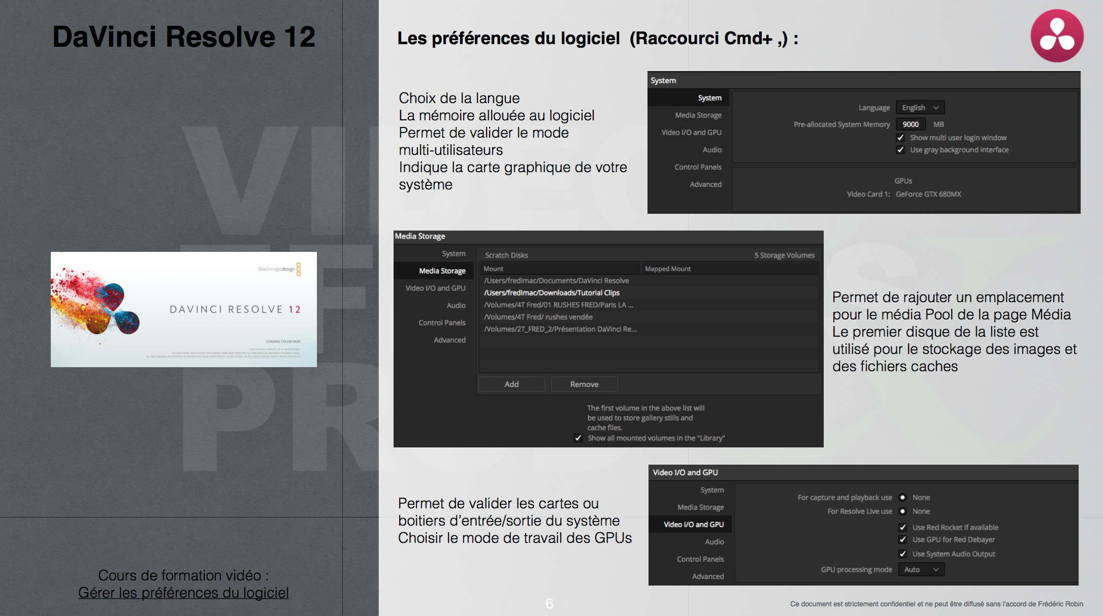 Gérer les préférences de DaVinci Resolve 12.