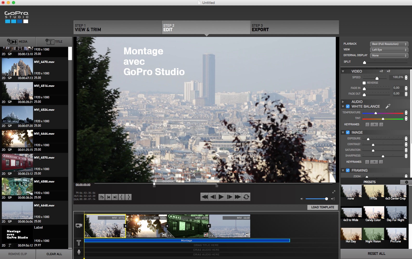 Montage Stand-Alone avec GoPro Studio